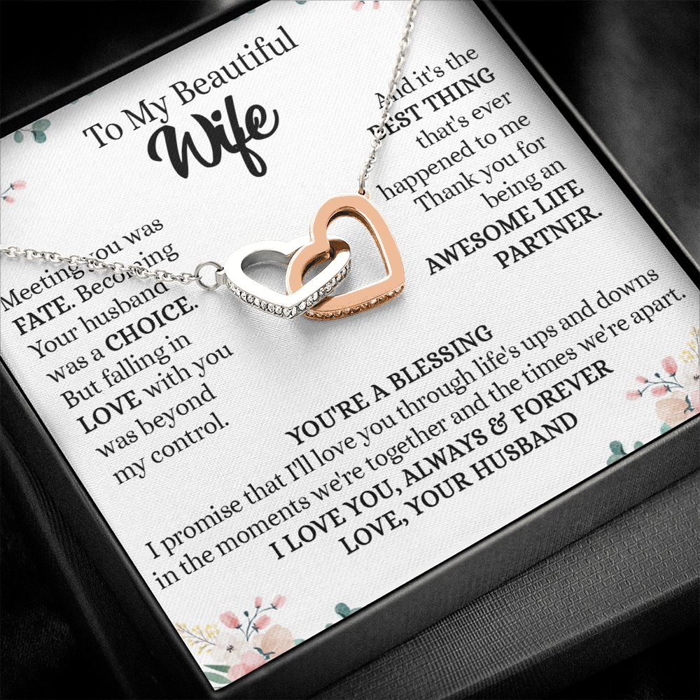 201D To my Beautiful Wife, Wife Necklace Gift from Husband, Valentine's Day Necklace