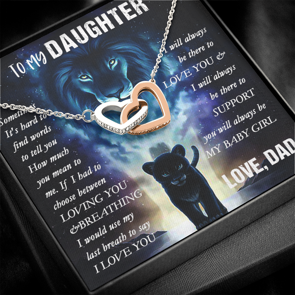 14D To my Lion Daughter Necklace, Lion Dad Gift for Daughter, My Baby Girl Necklace