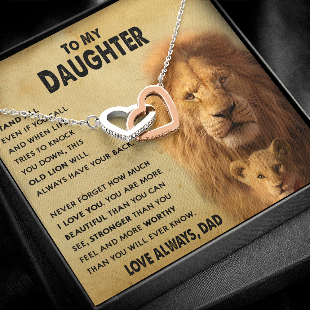 154D To My Daughter Lion, Necklace Gift From Lion Dad, Daughter Birthday Necklace