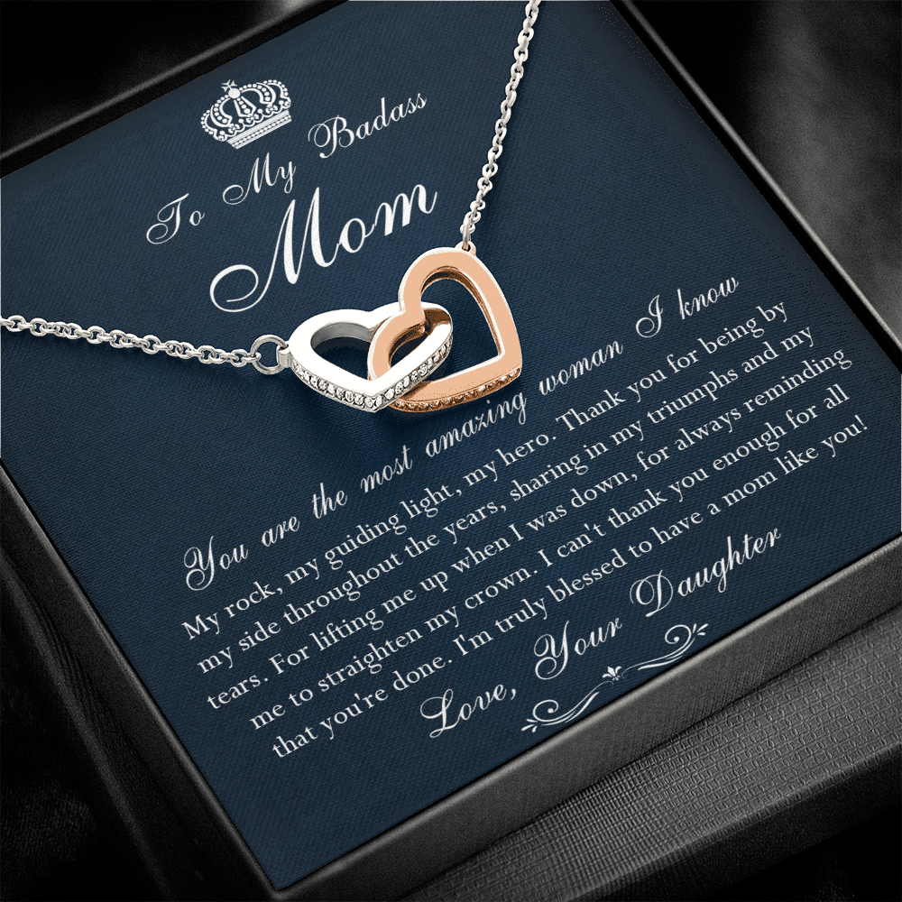 142D Necklace To My Badass Mom, Amazing Woman Necklace, I Love Mom Gift From Daughter