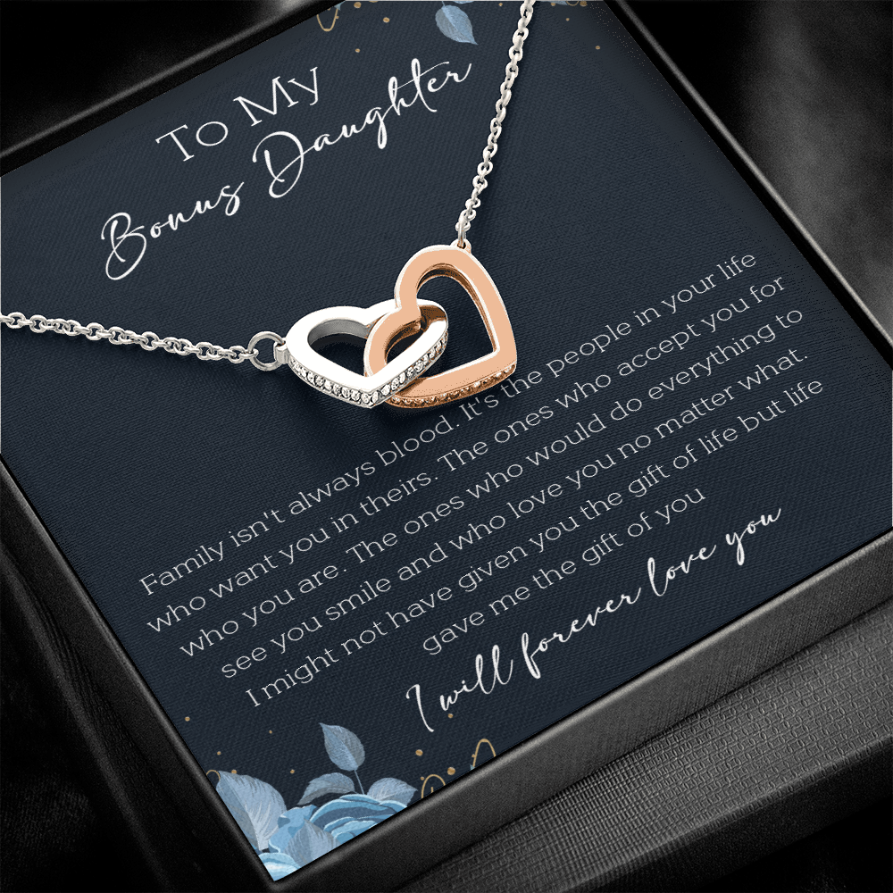 21D Cute Necklace To My Bonus Daughter, Necklace Gift for Her, Daughter From Mom Dad