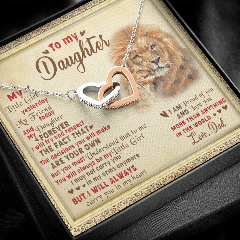 143D Necklace To My Daughter Lion, I Love Daughter Lion Dad Gift, Perfect Birth Gift