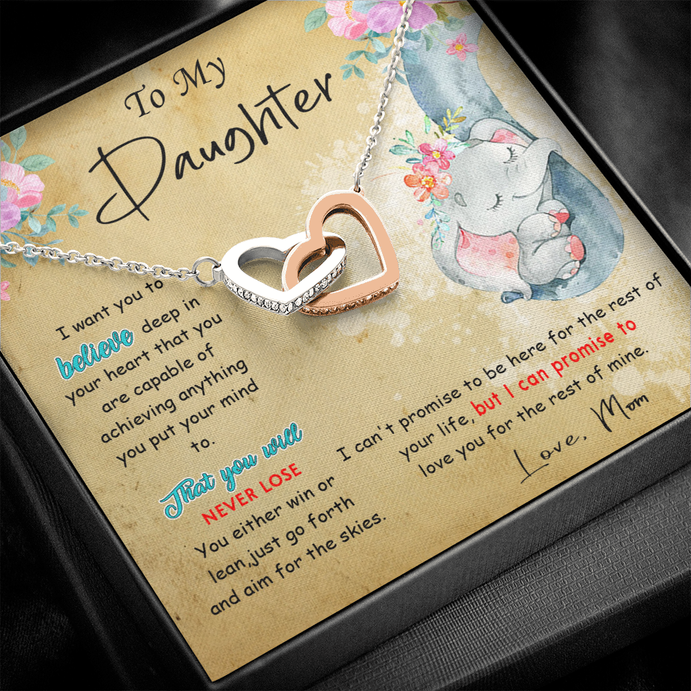 139D To My Daughter Necklace, Perfect Gift for Daughter From Elephant Mom, I Love You