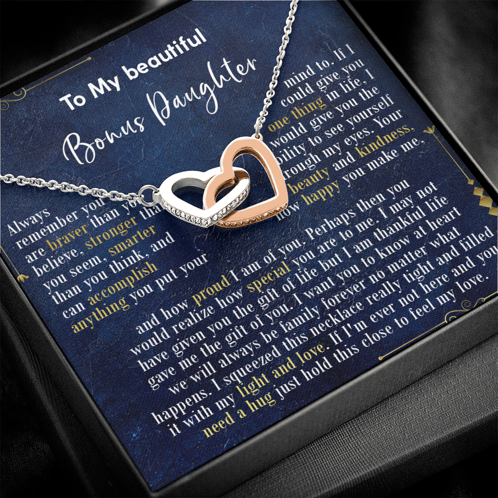 126D Necklace To My Beautiful Bonus Daughter, Daughter Birthday Gift, I Love Daughter
