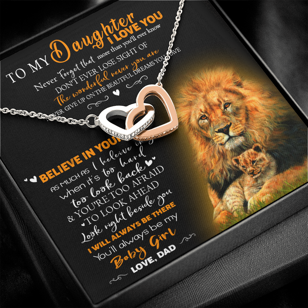 8D To My Daughter Necklace, Gift for Her/Women, Love You Daughter Lion Dad Necklace