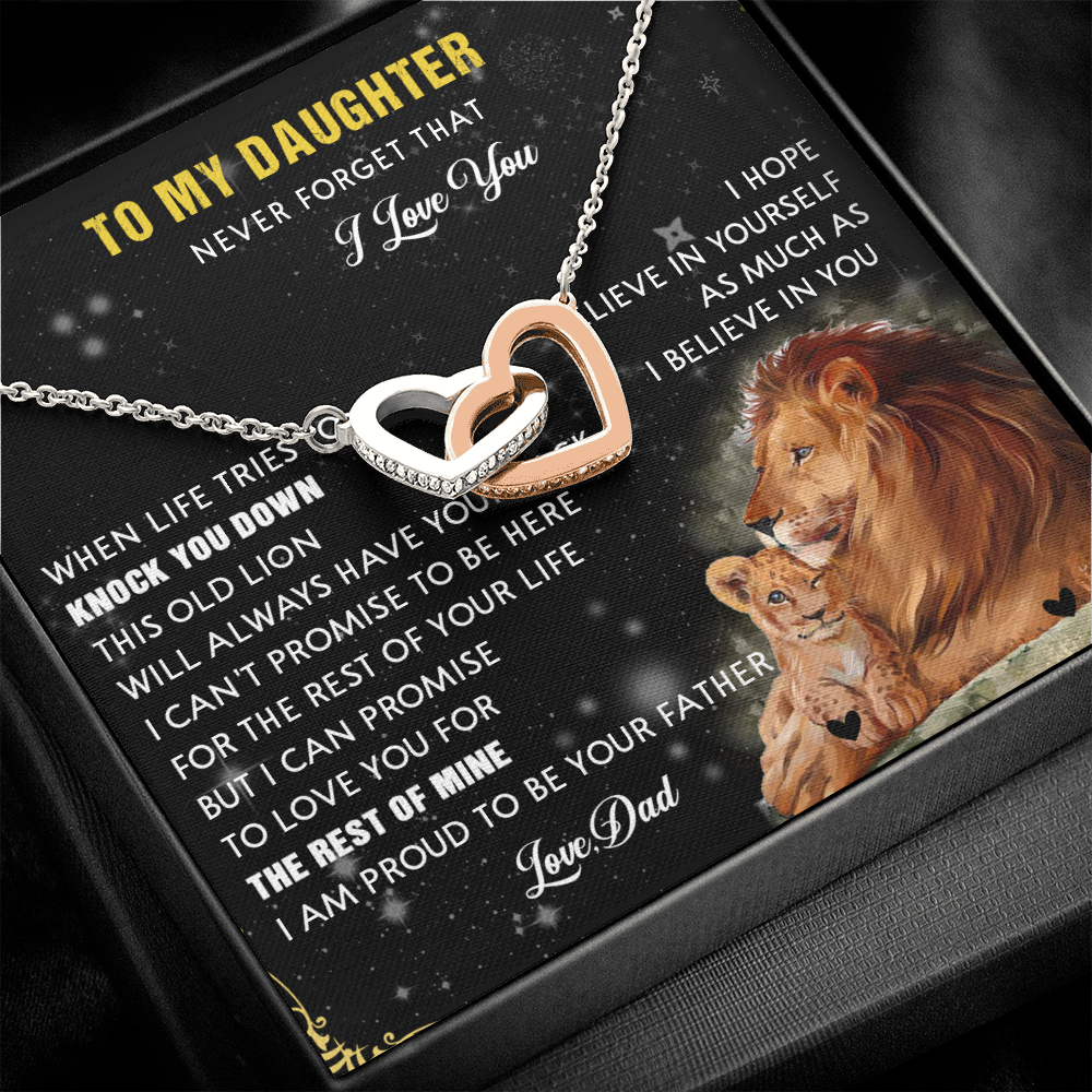 N354D To My Daughter Necklace, Gift For Daughter From Dad, Daughter Father Lion