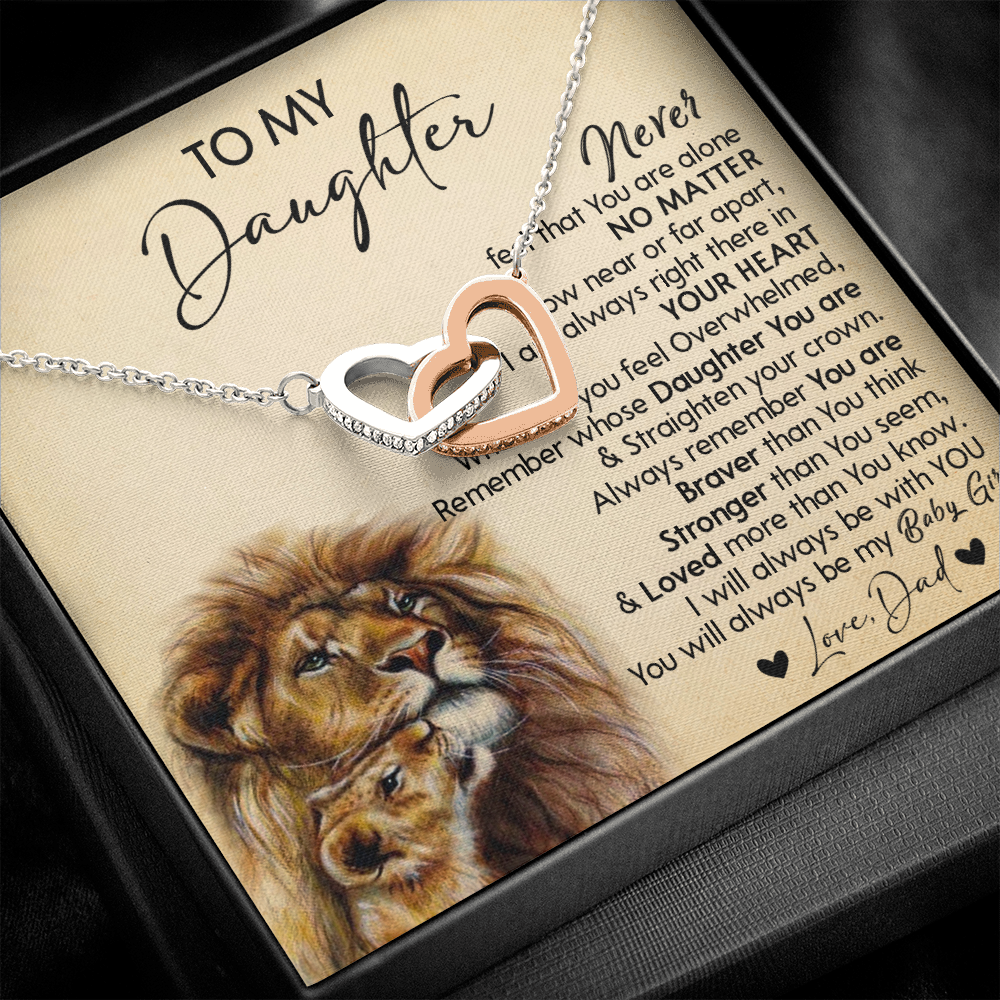 128D Necklace To My Daughter, Gift for Daughter, Birthday Gift, Lion Dad Necklace