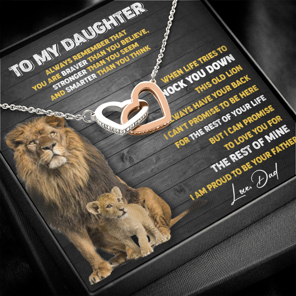 N374D To My Daughter Necklace, Xmas Gift For Daughter From Dad, Daughter Father Lion
