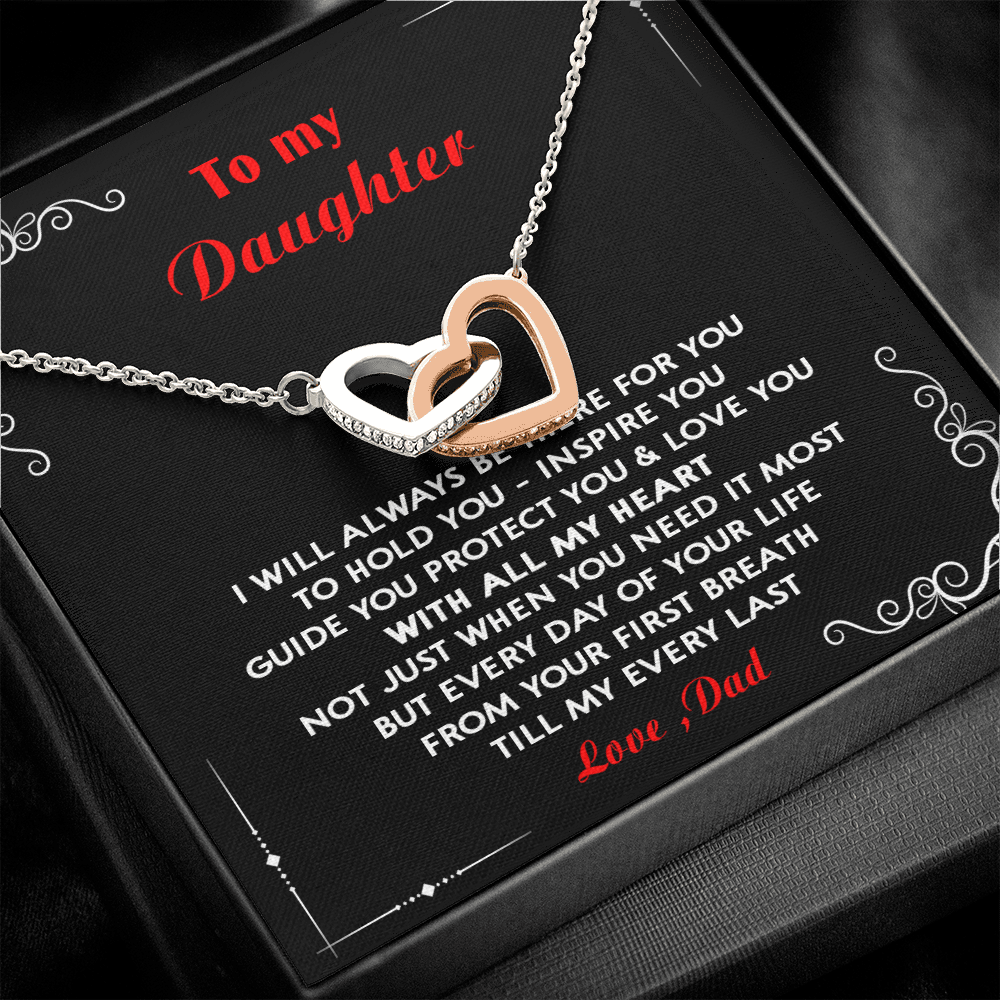 N351D To My Daughter Love Dad - Father and Daughter Necklace Heart Gift from Daddy
