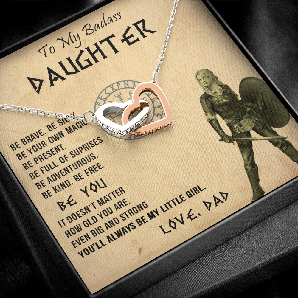 20D Viking Necklace Gift for Badass Daughter, Necklace Gift for Her From Viking Dad