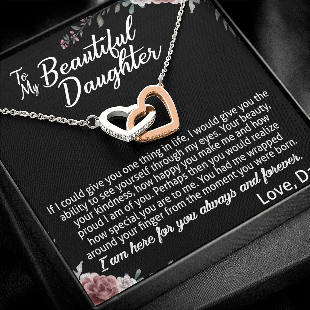 To My Daughter Interlocking Hearts Necklace Gift For Daughter From Dad 474