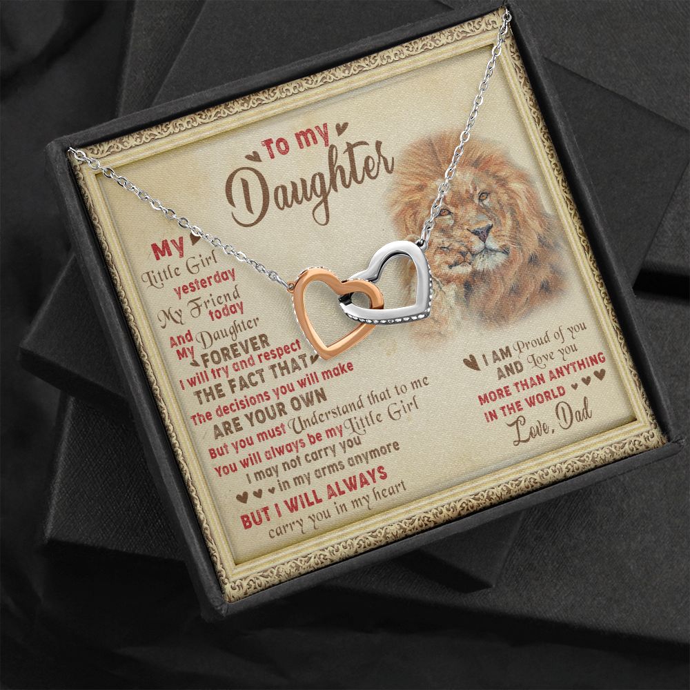 143D Necklace To My Daughter Lion, I Love Daughter Lion Dad Gift, Perfect Birth Gift