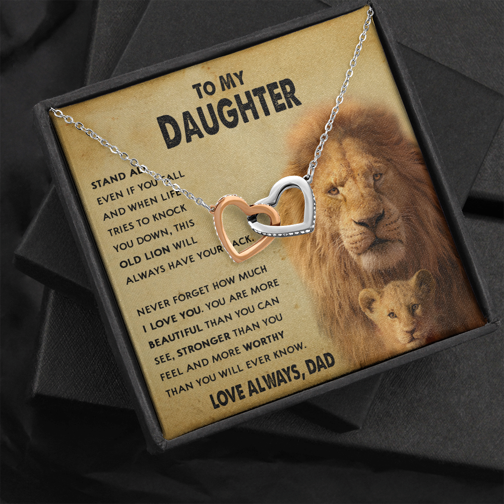 154D To My Daughter Lion, Necklace Gift From Lion Dad, Daughter Birthday Necklace