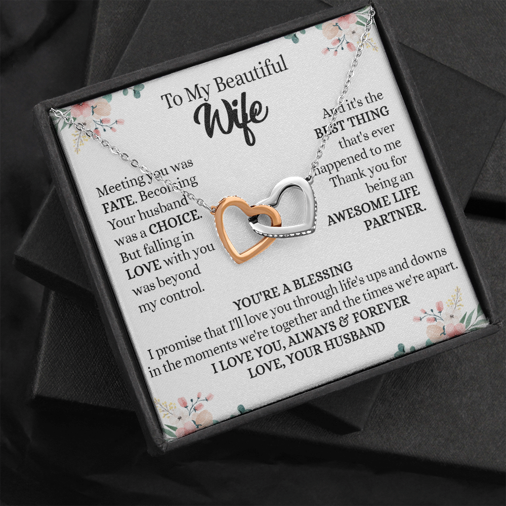 201D To my Beautiful Wife, Wife Necklace Gift from Husband, Valentine's Day Necklace