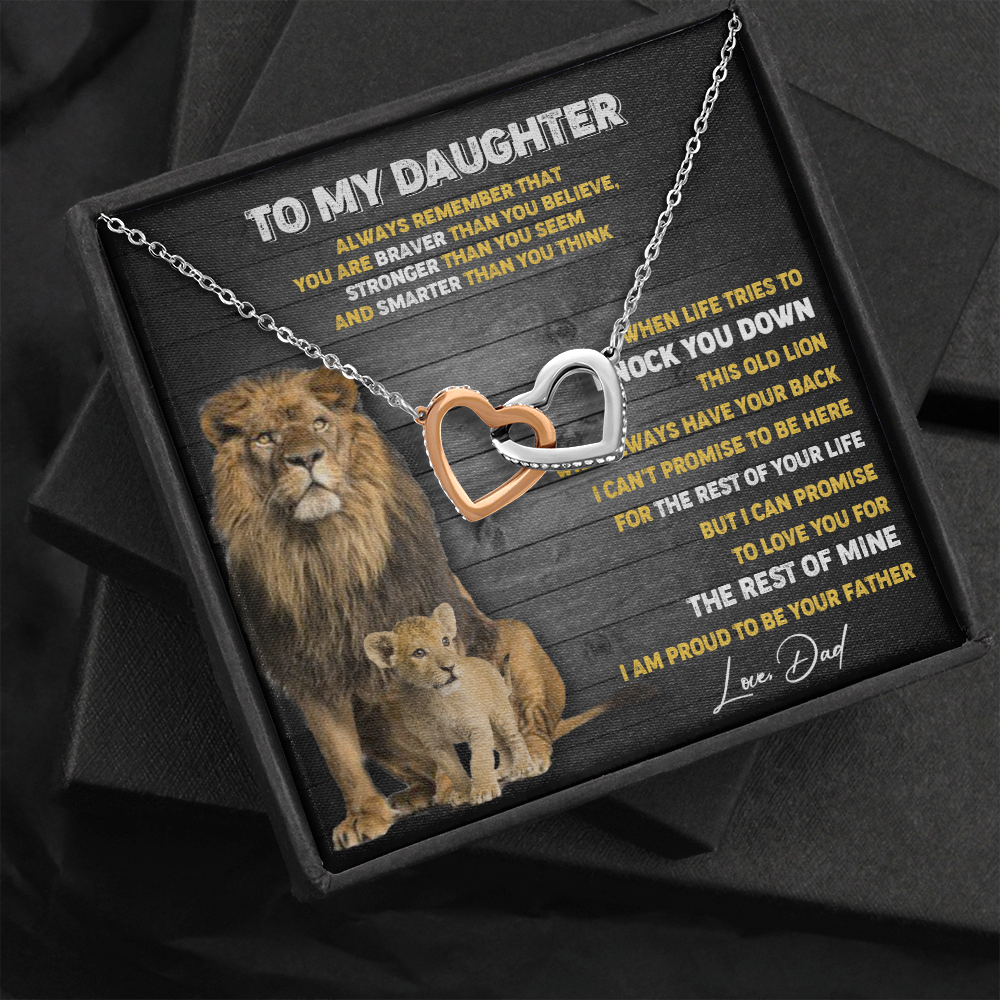 N374D To My Daughter Necklace, Xmas Gift For Daughter From Dad, Daughter Father Lion