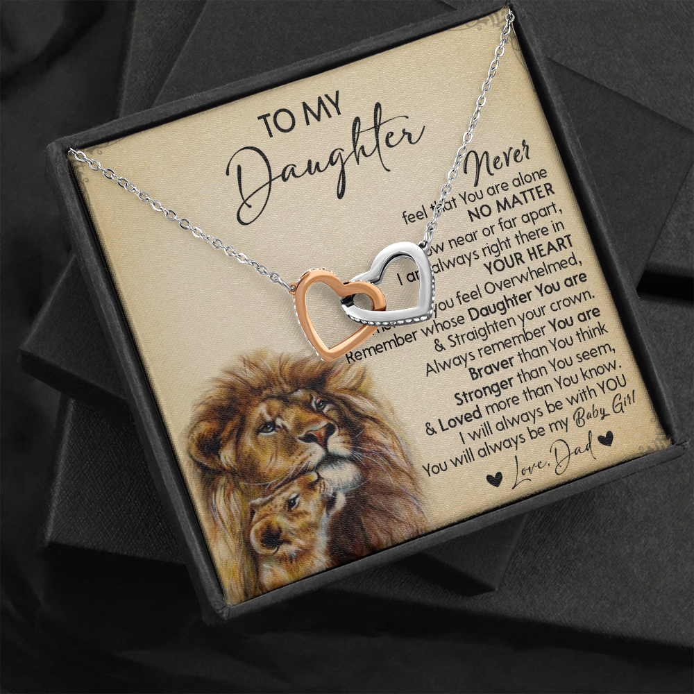128D Necklace To My Daughter, Gift for Daughter, Birthday Gift, Lion Dad Necklace
