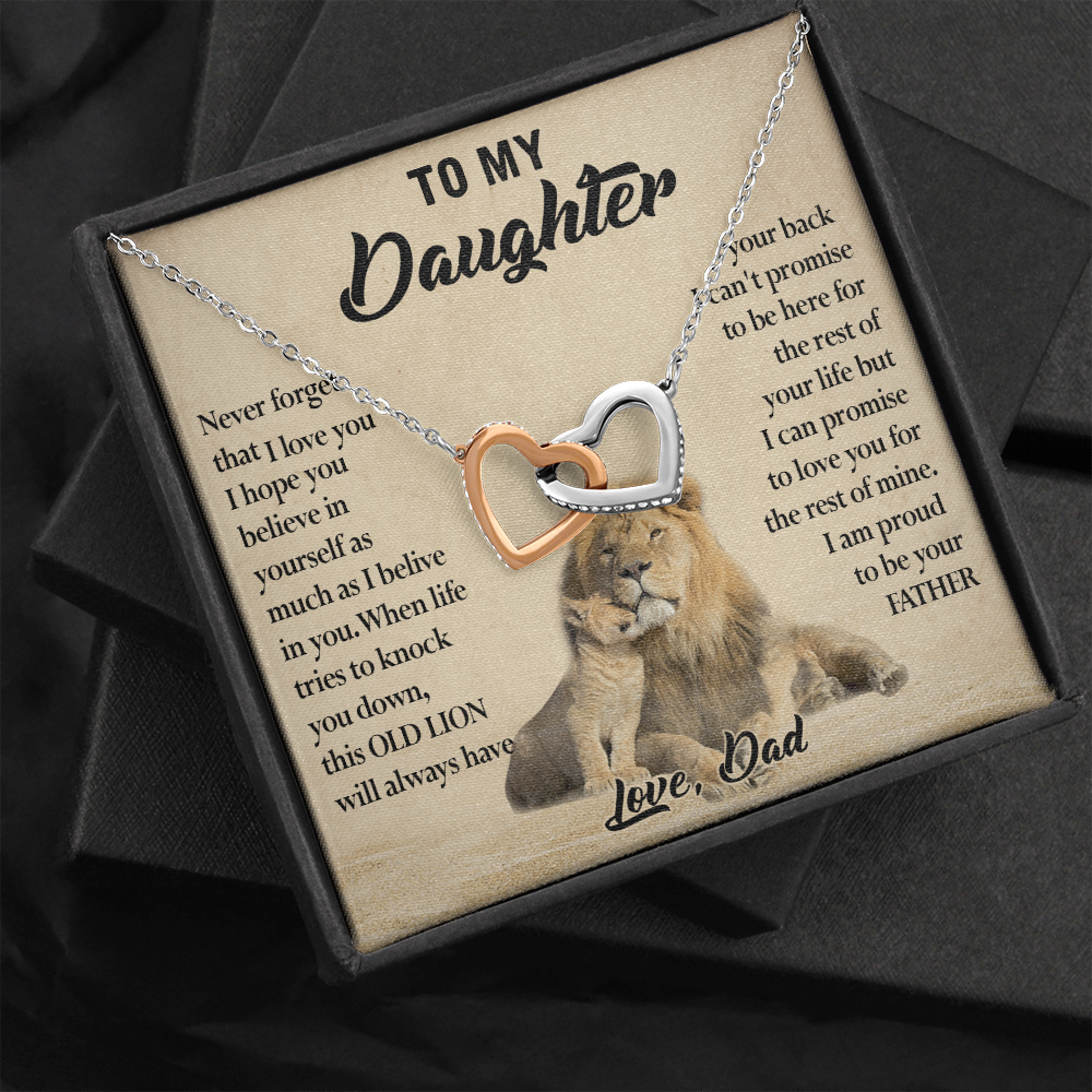 124D Necklace To My Daughter, Lion Daughter Birthday Gift from Lion Dad Necklace