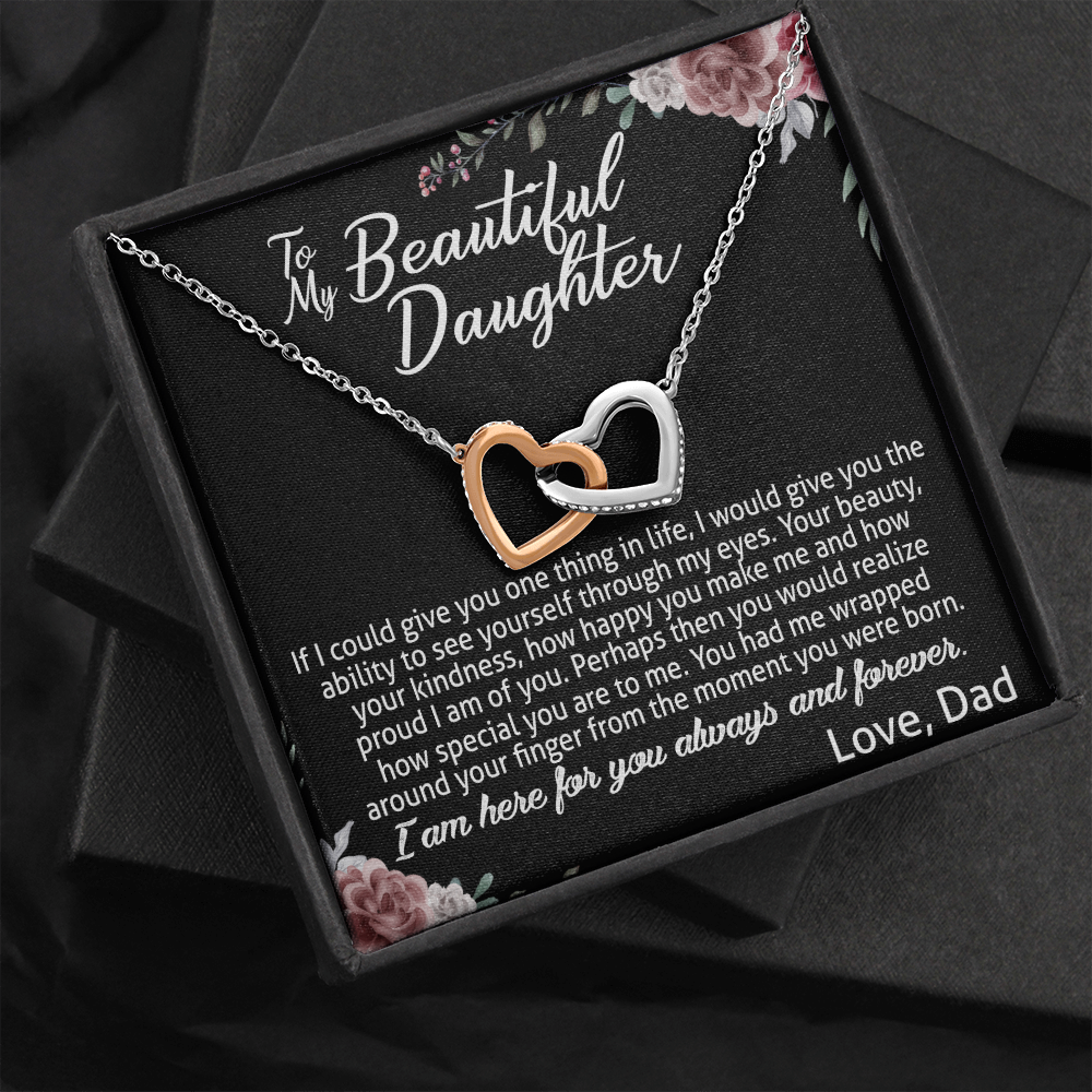 To My Daughter Interlocking Hearts Necklace Gift For Daughter From Dad 474