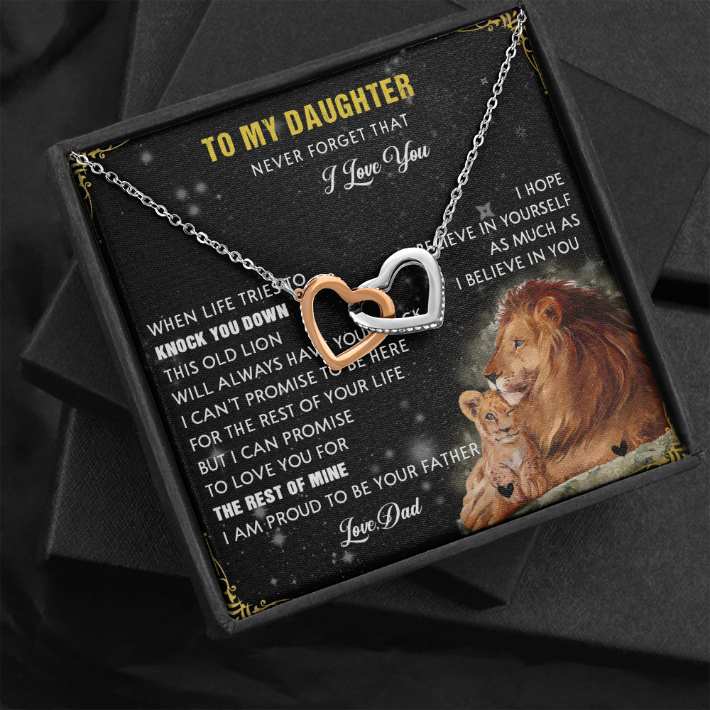N354D To My Daughter Necklace, Gift For Daughter From Dad, Daughter Father Lion