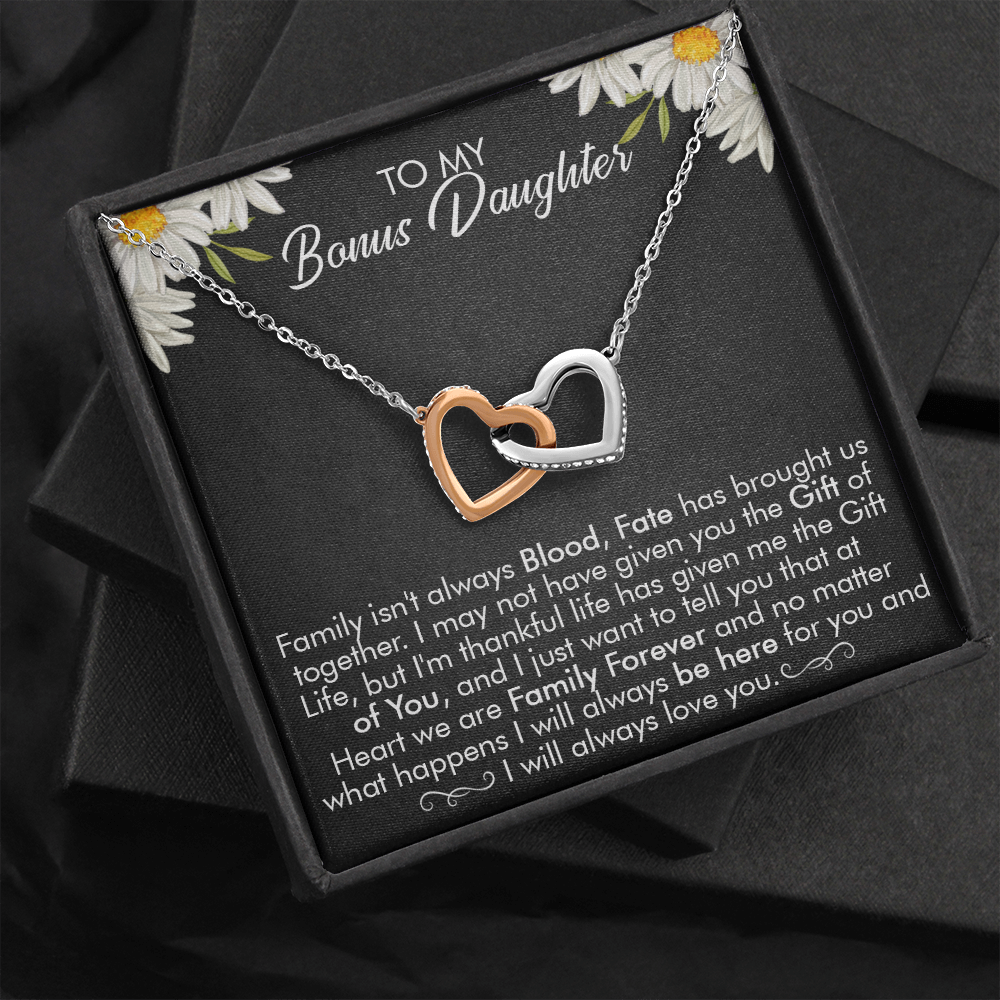 16D Necklace To My Bonus Daughter, Necklace Gift for Daughter/Her, Gift From Dad Mom