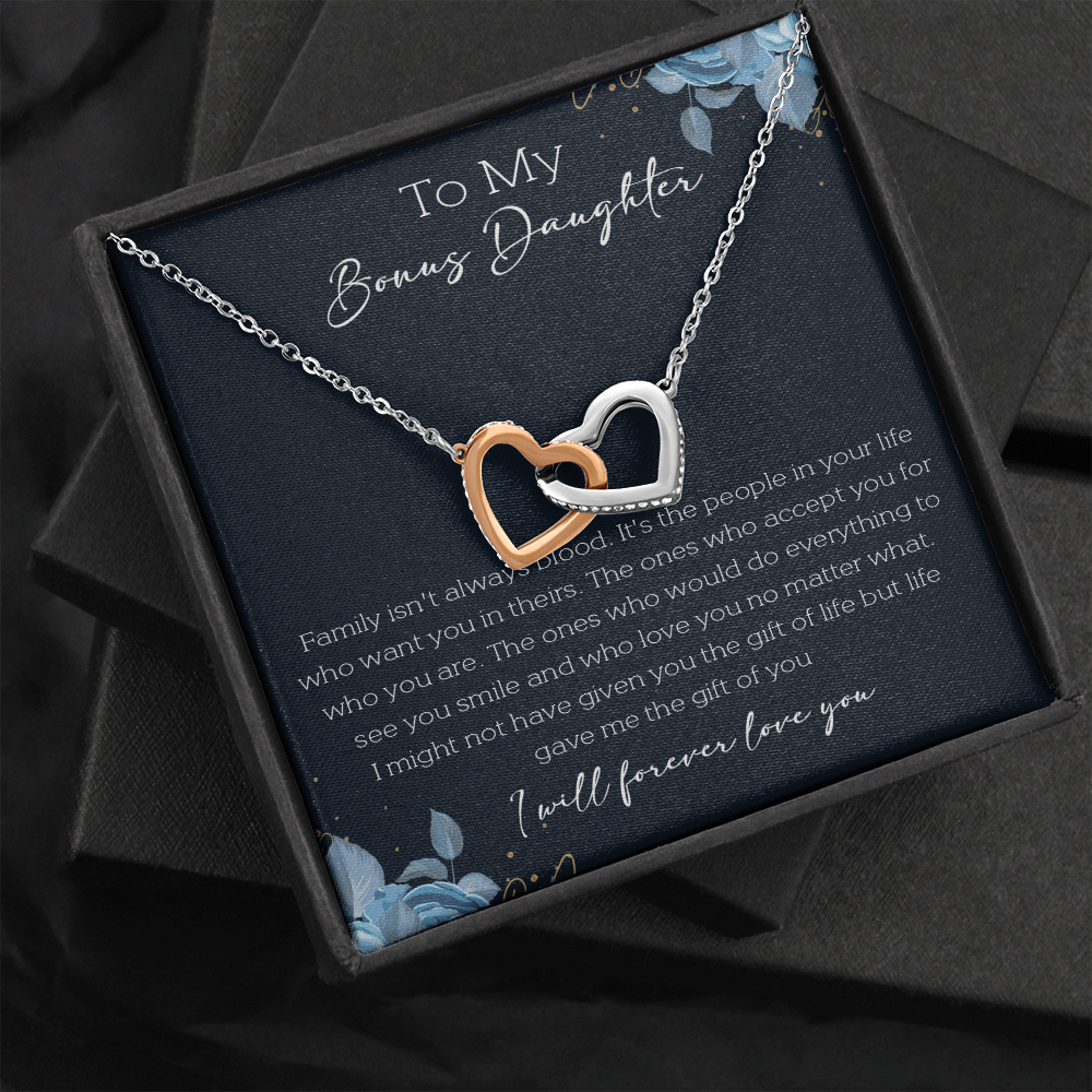 21D Cute Necklace To My Bonus Daughter, Necklace Gift for Her, Daughter From Mom Dad