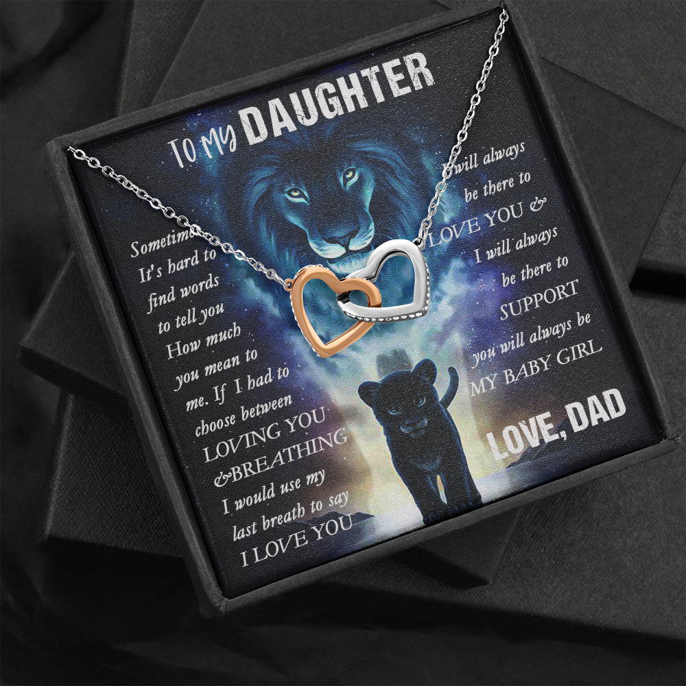 14D To my Lion Daughter Necklace, Lion Dad Gift for Daughter, My Baby Girl Necklace