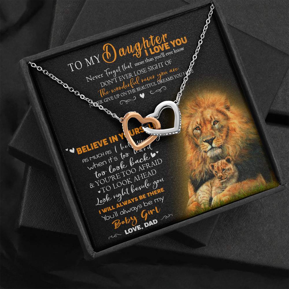 8D To My Daughter Necklace, Gift for Her/Women, Love You Daughter Lion Dad Necklace