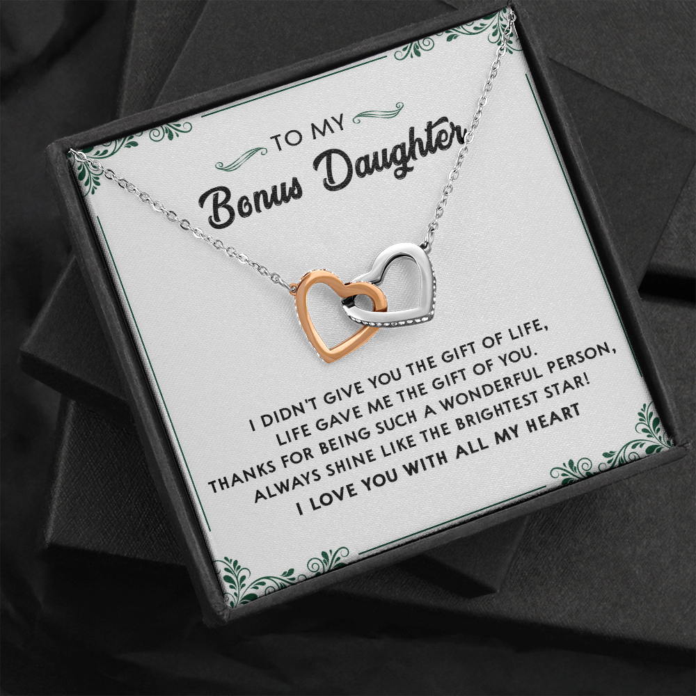 137D Perfect Gift for Bonus Daughter, Daughter Necklace, I Love You With All My Heart