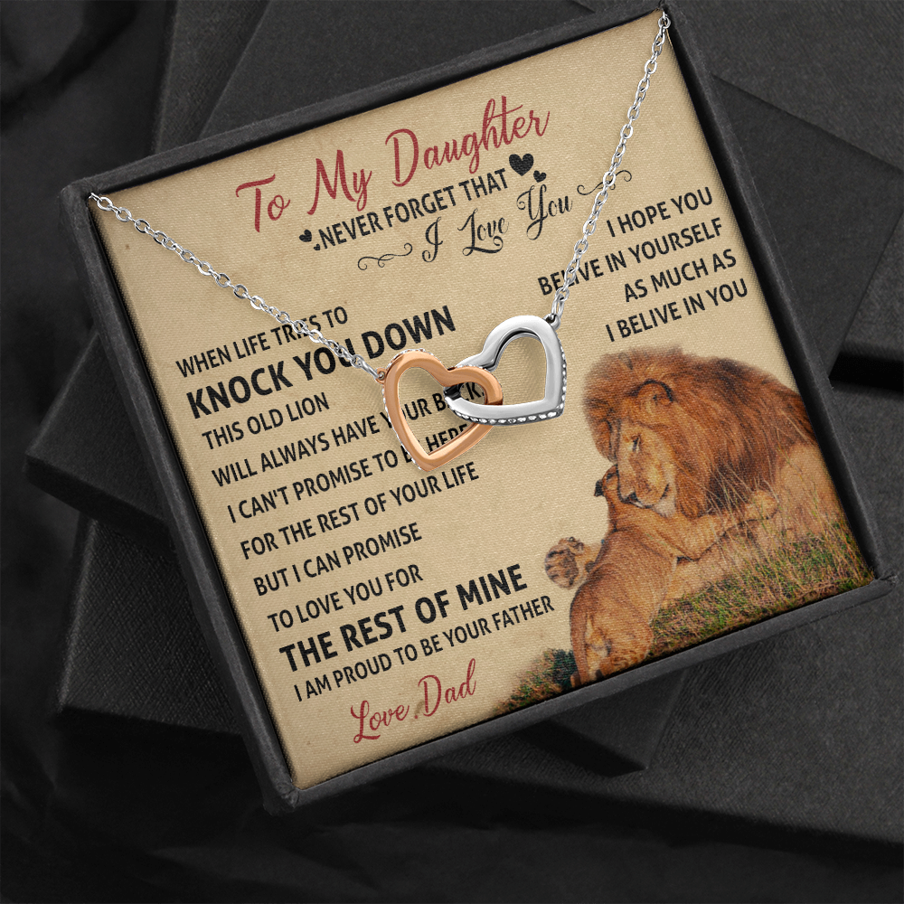 3D Necklace To My Daughter Cute Birthday Gift from Dad I LOVE YOU Lion Dad Fathers
