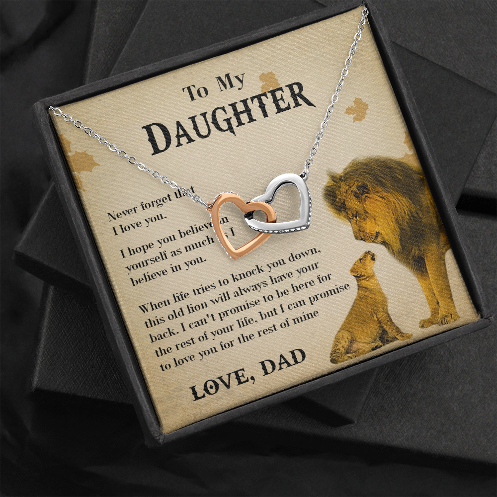 127D Necklace To My Daughter Lion, Daughter Birthday Gift, Lion Dad Necklace Gift