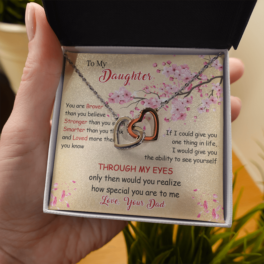 N366D To My Daughter Forever Love Heart Necklace, Birthday gift for Daughter from Dad