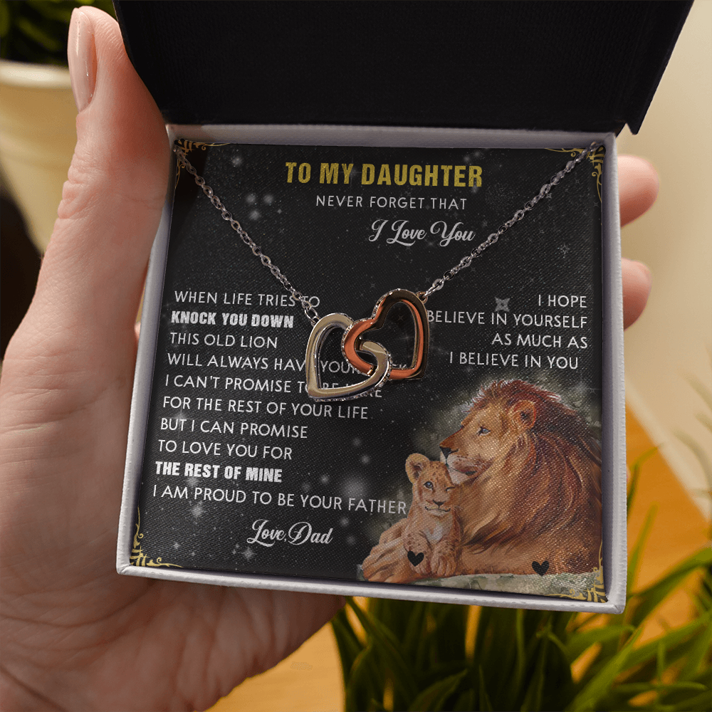 N354D To My Daughter Necklace, Gift For Daughter From Dad, Daughter Father Lion