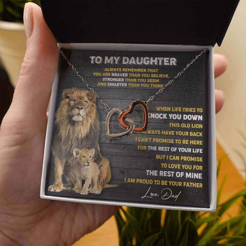 N374D To My Daughter Necklace, Xmas Gift For Daughter From Dad, Daughter Father Lion