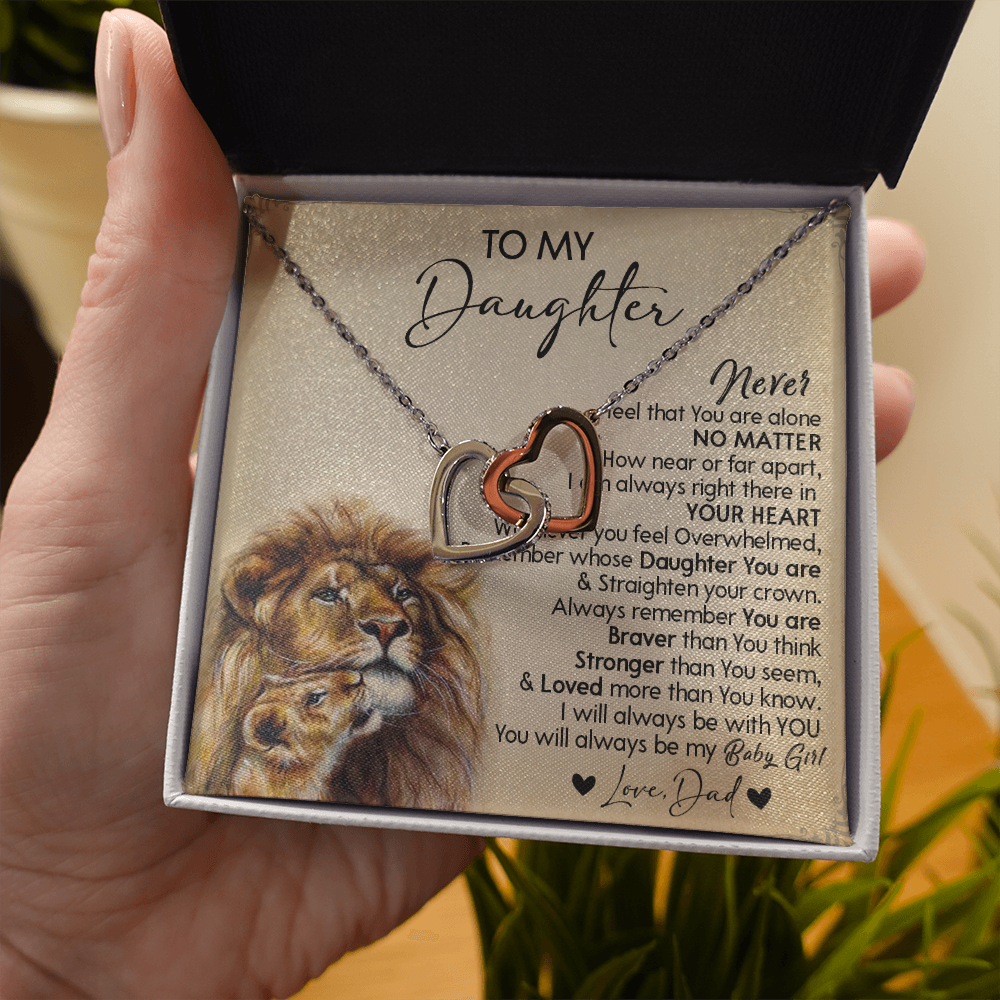 128D Necklace To My Daughter, Gift for Daughter, Birthday Gift, Lion Dad Necklace