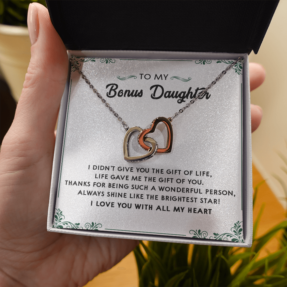 137D Perfect Gift for Bonus Daughter, Daughter Necklace, I Love You With All My Heart