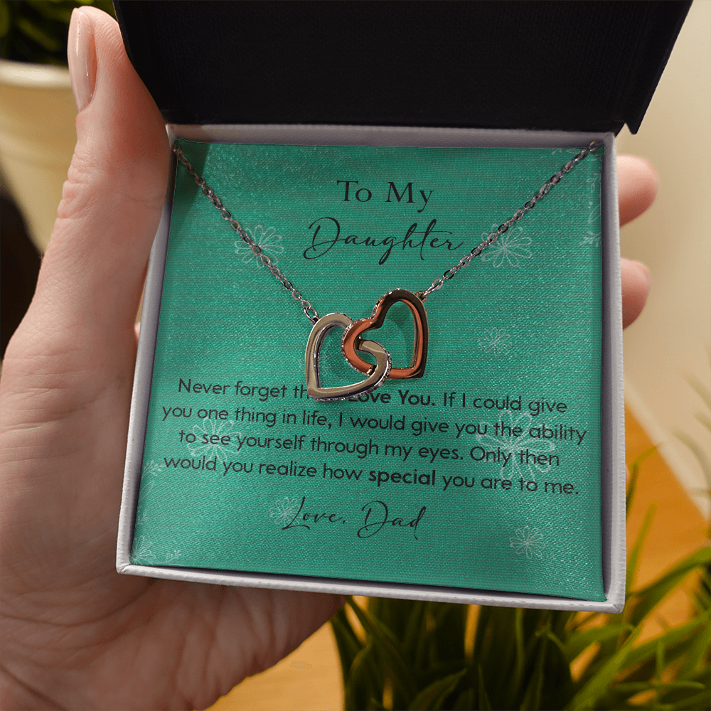 120D Necklace To My Daughter Gift From Dad, Never Forget That I LOVE YOU, Birth Gift