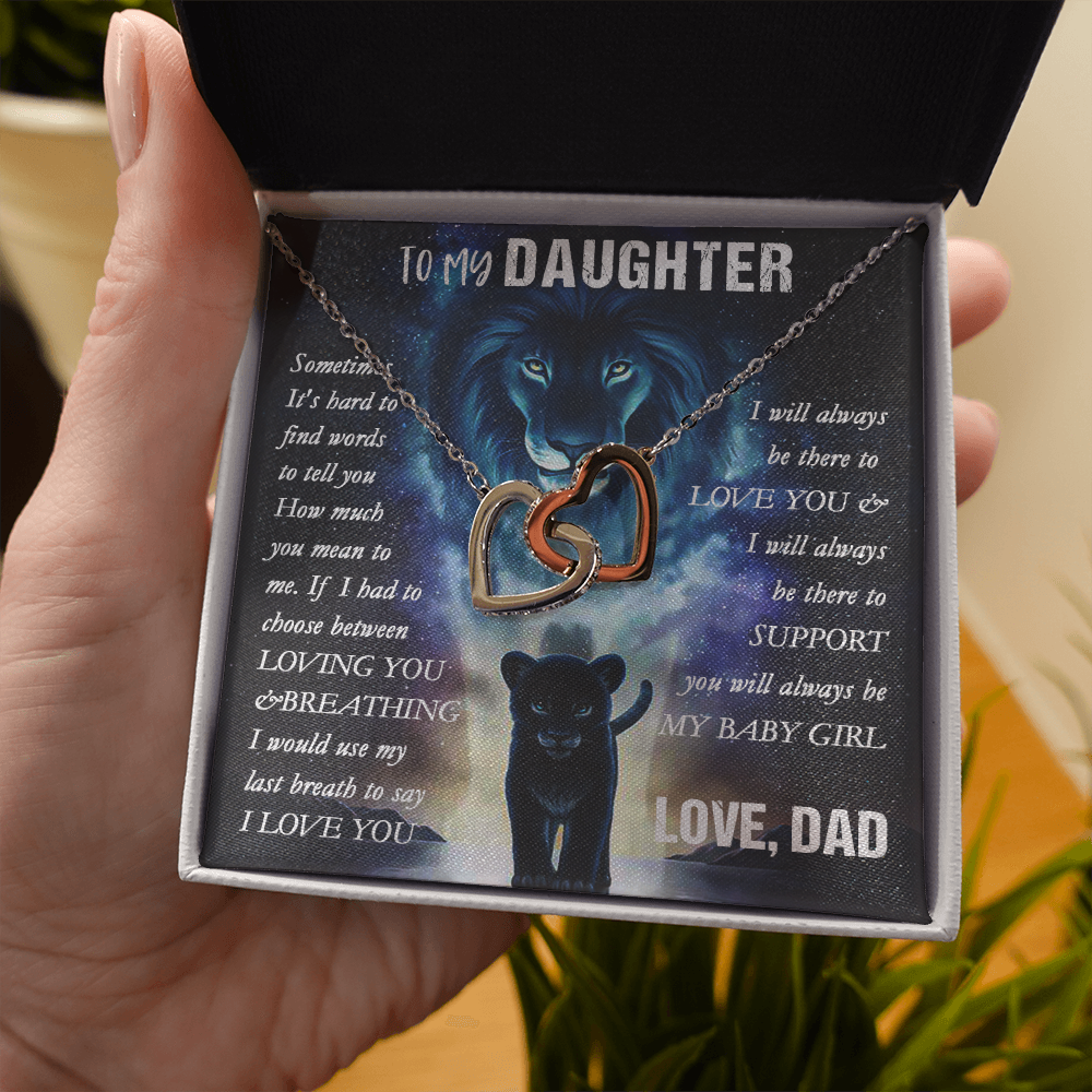 14D To my Lion Daughter Necklace, Lion Dad Gift for Daughter, My Baby Girl Necklace