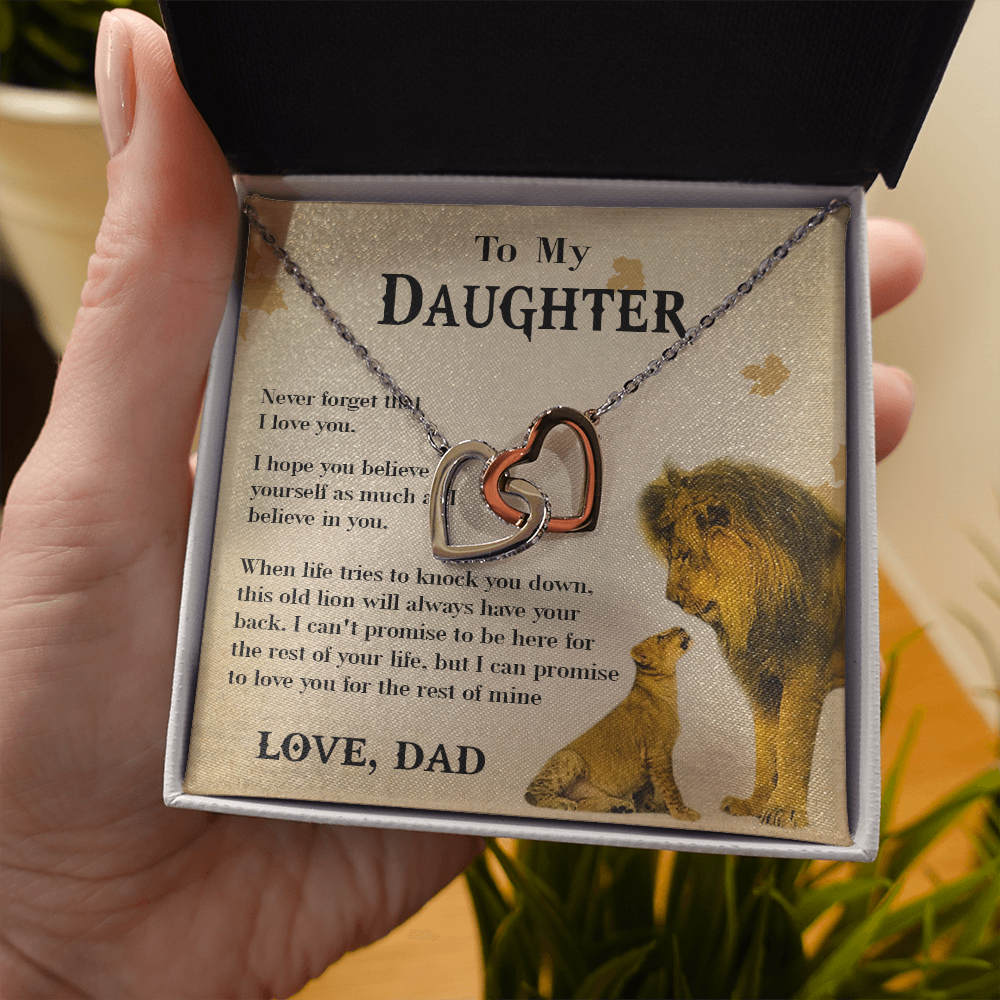 127D Necklace To My Daughter Lion, Daughter Birthday Gift, Lion Dad Necklace Gift