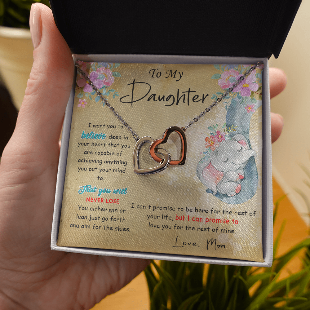 139D To My Daughter Necklace, Perfect Gift for Daughter From Elephant Mom, I Love You