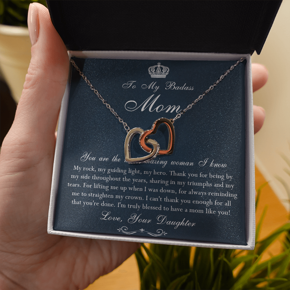 142D Necklace To My Badass Mom, Amazing Woman Necklace, I Love Mom Gift From Daughter