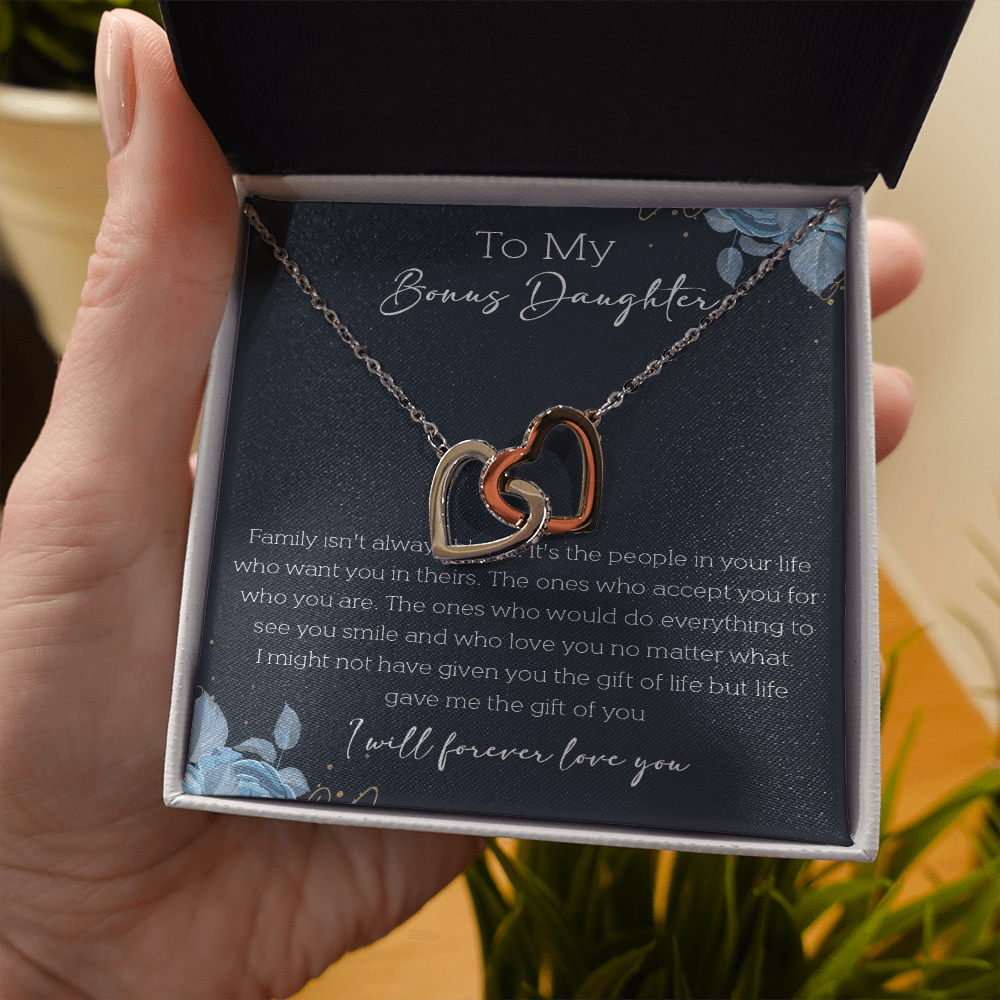 21D Cute Necklace To My Bonus Daughter, Necklace Gift for Her, Daughter From Mom Dad