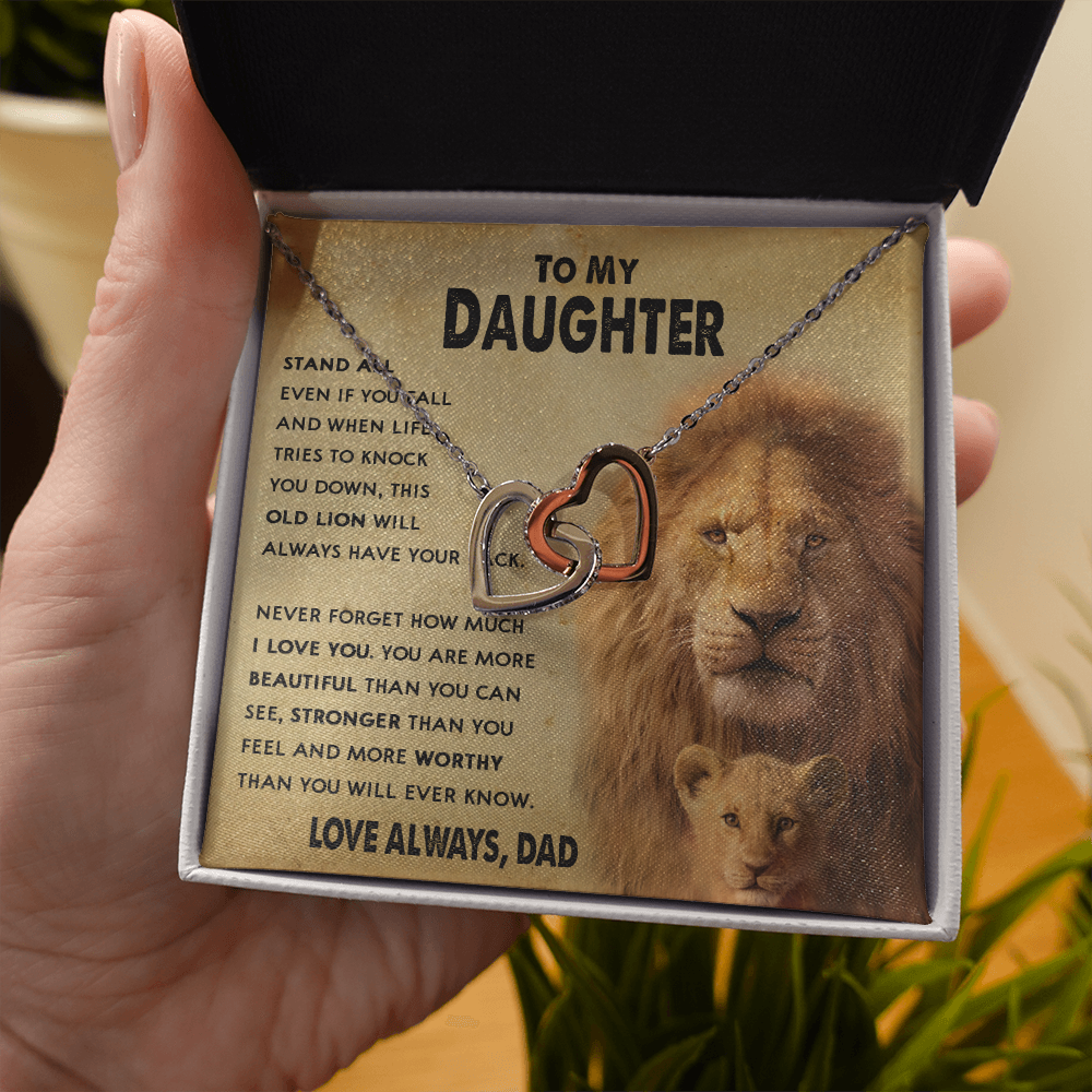 154D To My Daughter Lion, Necklace Gift From Lion Dad, Daughter Birthday Necklace
