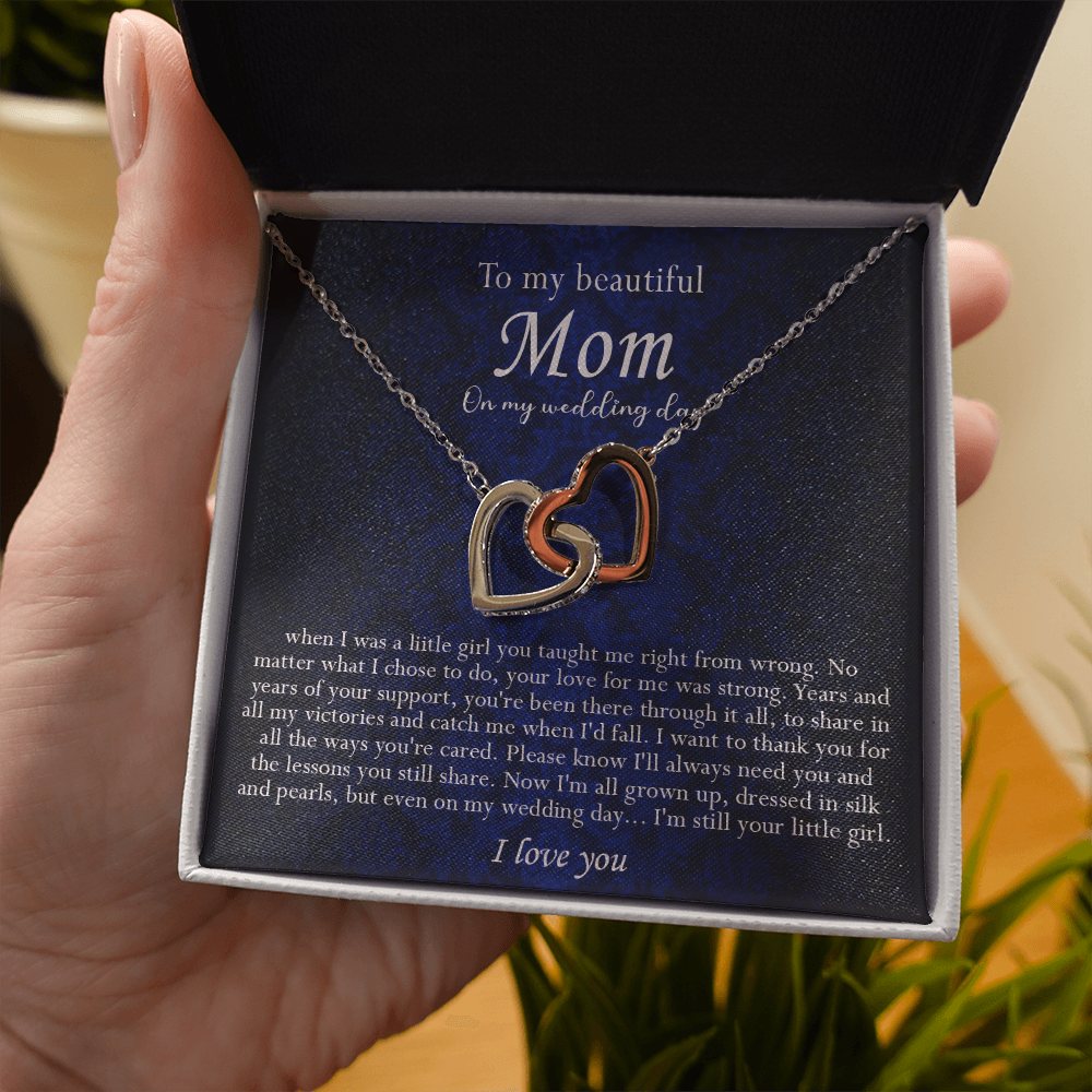 138D Necklace To My Beautiful Mom On My Wedding Day, I Love You Always Necklace Gift