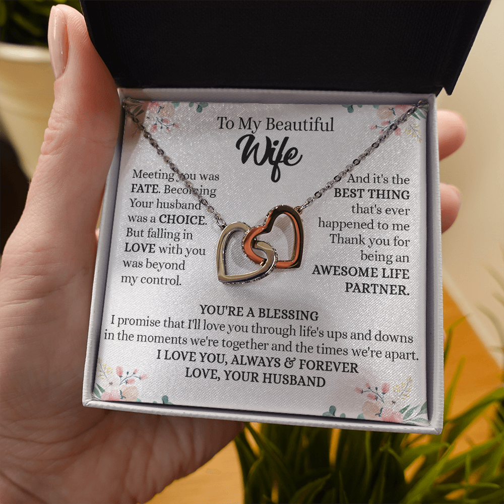 201D To my Beautiful Wife, Wife Necklace Gift from Husband, Valentine's Day Necklace