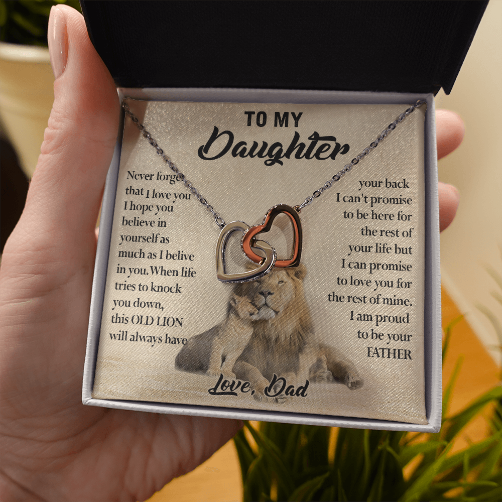 124D Necklace To My Daughter, Lion Daughter Birthday Gift from Lion Dad Necklace