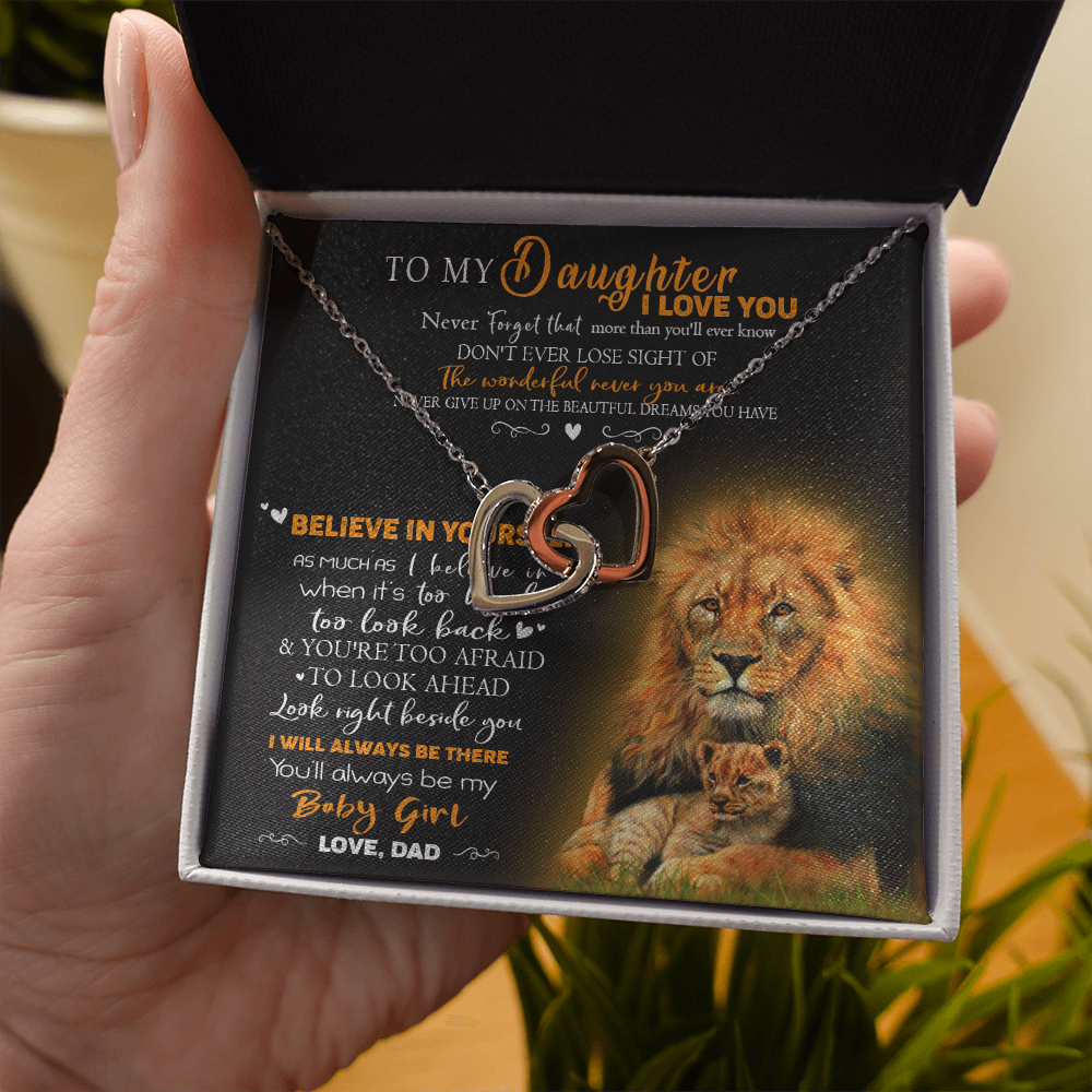 8D To My Daughter Necklace, Gift for Her/Women, Love You Daughter Lion Dad Necklace