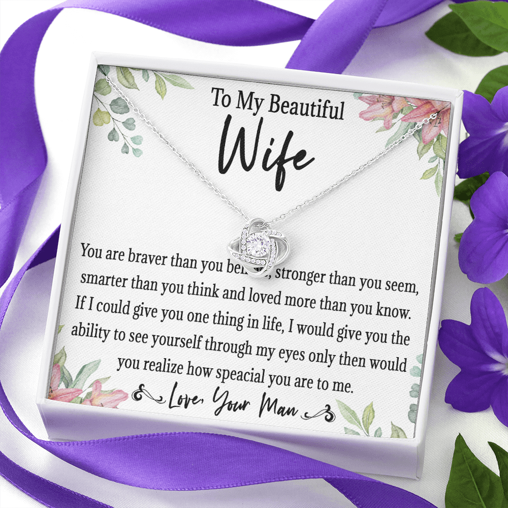 65A Love Gift To My Beautiful Wife, Women Necklace for Her, Birthday from Husband