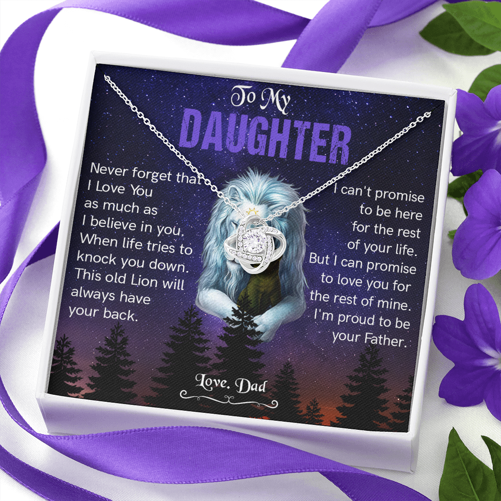 N371A To My Daughter Necklace, Gift For Daughter From Dad, Daughter Father Lion Gift