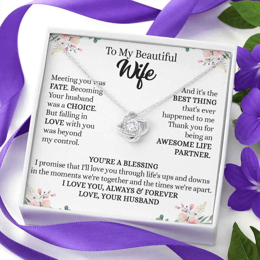 201A - To my Beautiful Wife, Wife Necklace Gift from Husband, Valentine's Day Necklace