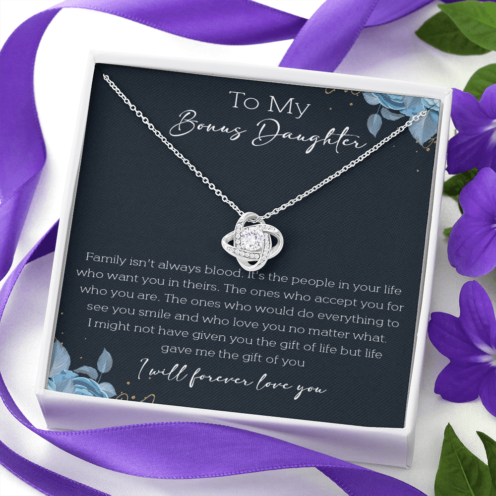 21A Cute Necklace To My Bonus Daughter, Necklace Gift for Her, Daughter From Mom Dad